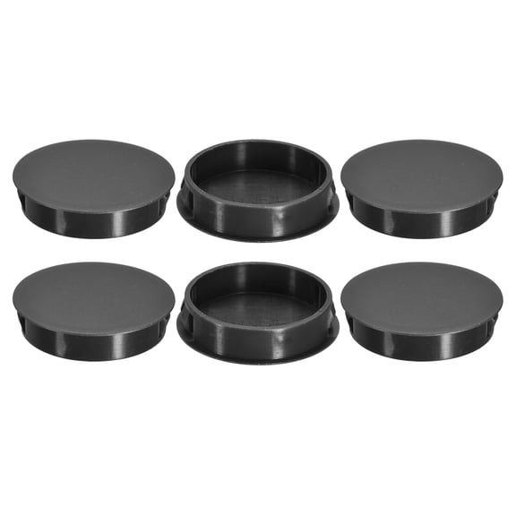 Uxcell 6pack 45mm(1-3/4") Nylon Hole Plugs, Flush Type Panel Round Snap In Fastener Knockout Plugs, Black
