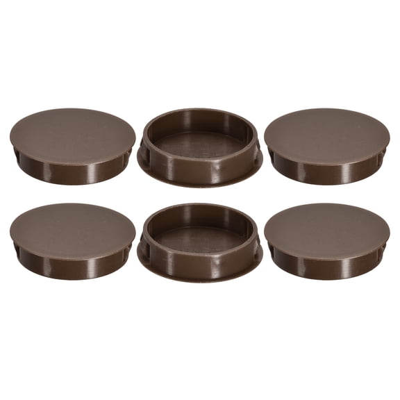 Uxcell 6pack 45mm(1-3/4") Nylon Hole Plugs, Flush Type Panel Round Snap In Fastener Knockout Plugs, Brown