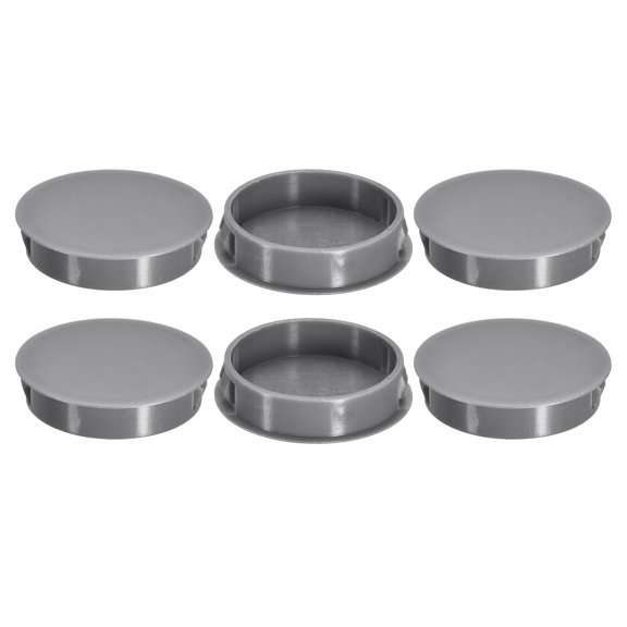 Uxcell 6pack 45mm(1-3/4") Nylon Hole Plugs, Flush Type Panel Round Snap In Fastener Knockout Plugs, Gray