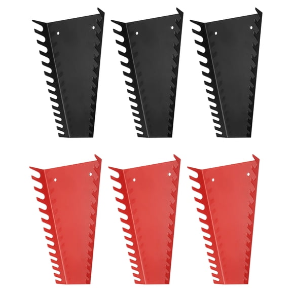 Uxcell 6pack Metal Wrench Organizer, 78-Slot, Wrench Holder Rack Tray Storage, Fit Metric & SAE Wrenches, Black,Red