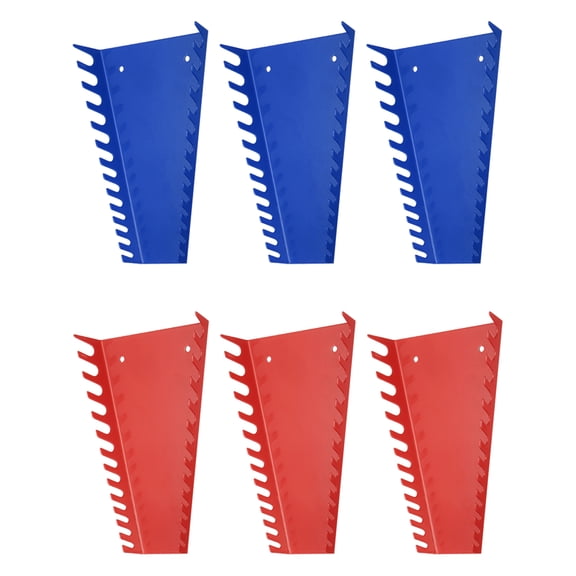 Uxcell 6pack Metal Wrench Organizer, 78-Slot, Wrench Holder Rack Tray Storage, Fit Metric & SAE Wrenches, Blue,Red