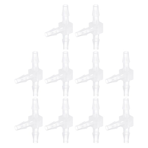 Uxcell 6pack Plastic Hose Barb Fitting, 5/32" x 5/32" T Shape Tee Barbed Hose Pipe Fitting Splicer Mender Joint Adapter for Water Liquid Fuel Line Tube, Clear