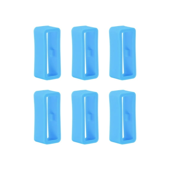 Uxcell 6pack Watch Strap Loop Fastener Rings 16mm Rubber Watch Holder Keeper Light Blue