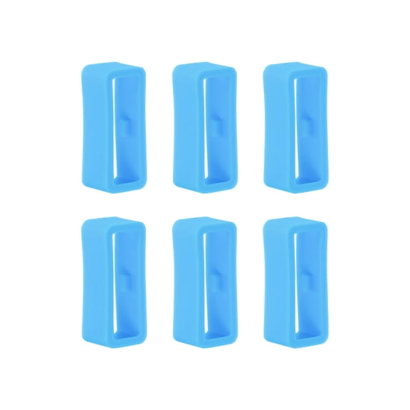 Uxcell 6pack Watch Strap Loop Fastener Rings 16mm Rubber Watch Holder Keeper Light Blue