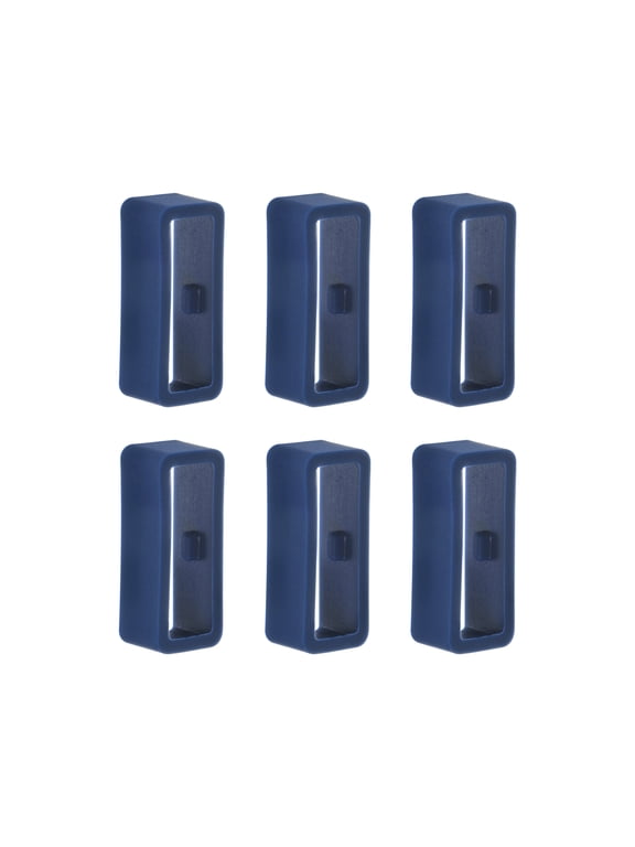 6pack Watch Strap Loop Fastener Rings 16mm Rubber Watch Holder Keeper Navy Blue