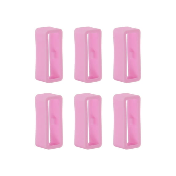 Uxcell 6pack Watch Strap Loop Fastener Rings 16mm Rubber Watch Holder Keeper Pink