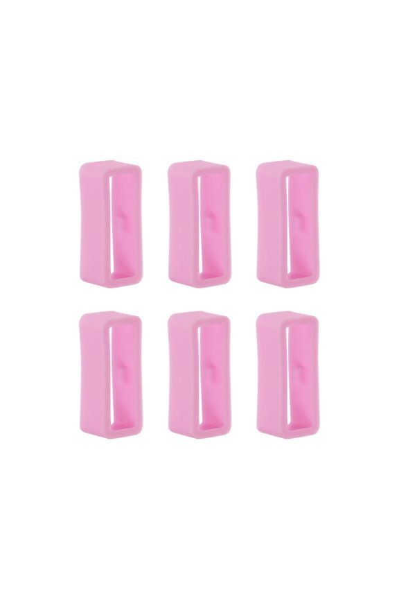 6pack Watch Strap Loop Fastener Rings 16mm Rubber Watch Holder Keeper Pink