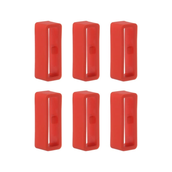 Uxcell 6pack Watch Strap Loop Fastener Rings 18mm Rubber Watch Holder Keeper Red