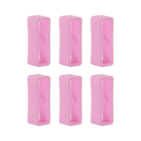 Uxcell 6pack Watch Strap Loop Fastener Rings 20mm Rubber Watch Holder Keeper Pink