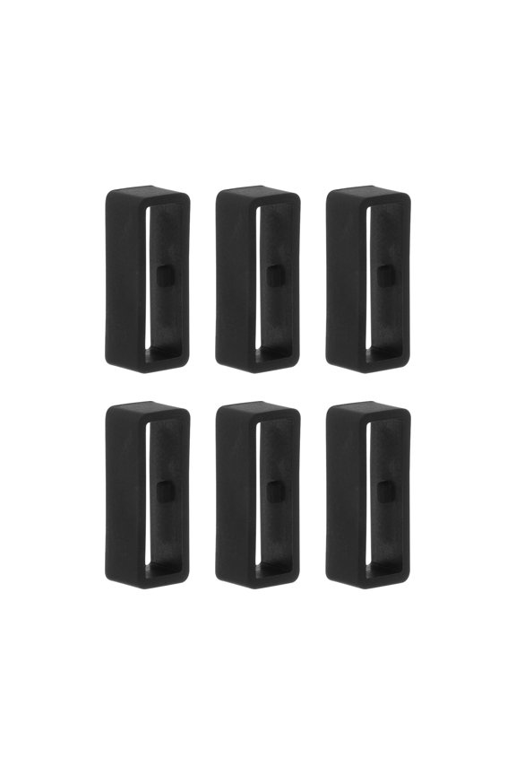 6pack Watch Strap Loop Fastener Rings 22mm Rubber Watch Holder Keeper Black