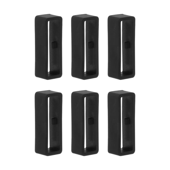 Uxcell 6pack Watch Strap Loop Fastener Rings 24mm Rubber Watch Holder Keeper Black