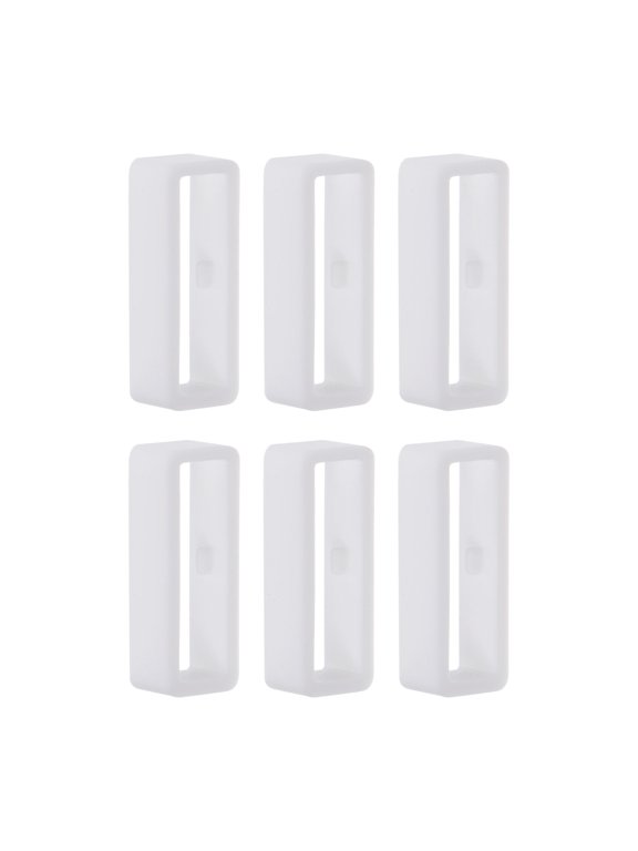 6pack Watch Strap Loop Fastener Rings 24mm Rubber Watch Holder Keeper White