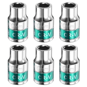 Uxcell 6pcs 1/2" Drive 6 Points Socket 10mm CR-V Metric Shallow Socket, Silver Green