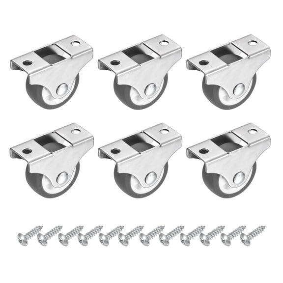 Uxcell 6pcs 1.25 Inch Fixed Caster Wheels, Small Casters Wheel No Bearing (Brown)