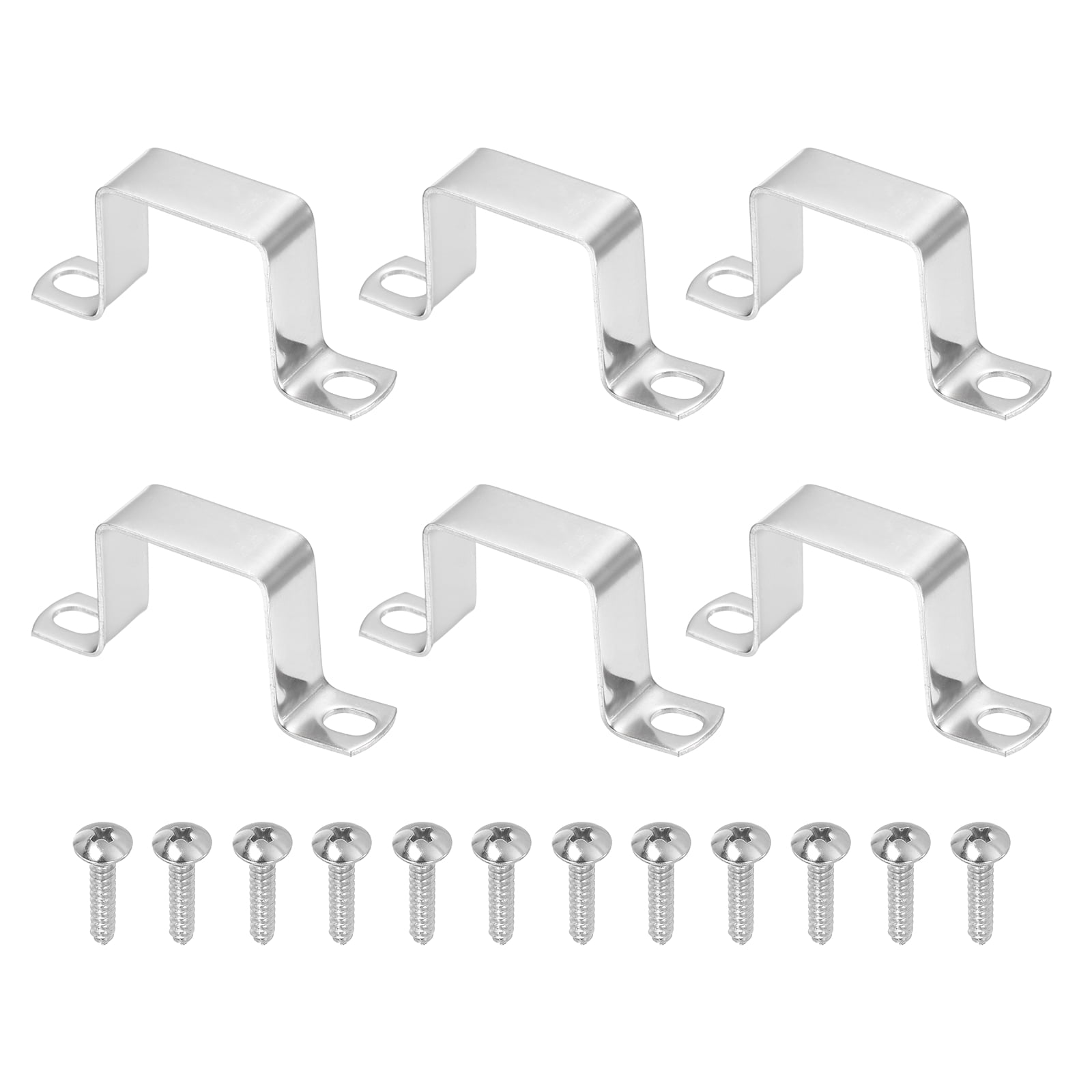 Uxcell 6pcs 1.6" x 1.6" Square Pipe Clamp, 304 Stainless Steel U Shaped Connector Bracket Heavy Duty Tube Strap Buckle with Self-Tapping Screws for Tube Installation