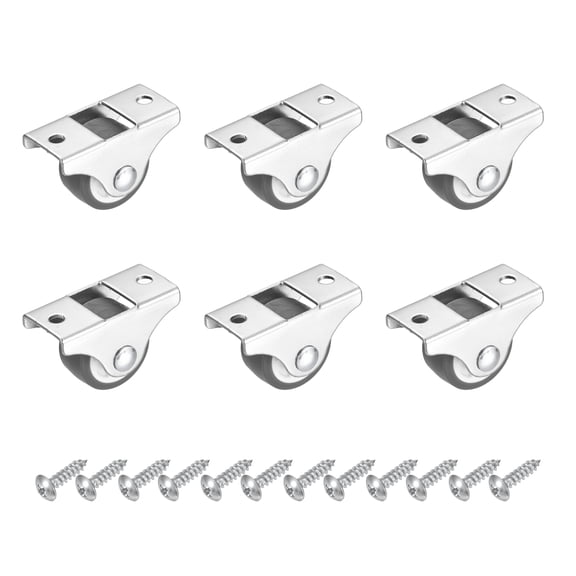 Uxcell 6pcs 1 Inch Fixed Caster Wheels, Small Casters Wheel No Bearing (Brown)