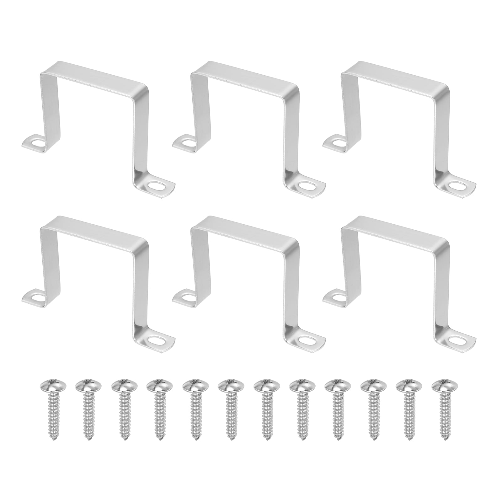 Uxcell 6pcs 2-3/4" x 2-3/4" Square Pipe Clamp, 304 Stainless Steel U Shaped Connector Bracket Heavy Duty Tube Strap Buckle with Self-Tapping Screws for Tube Installation
