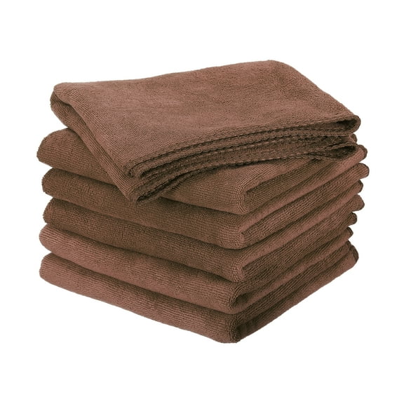 Uxcell 6pcs 20" x 10" Microfiber Cleaning Cloth Absorbent, Brown
