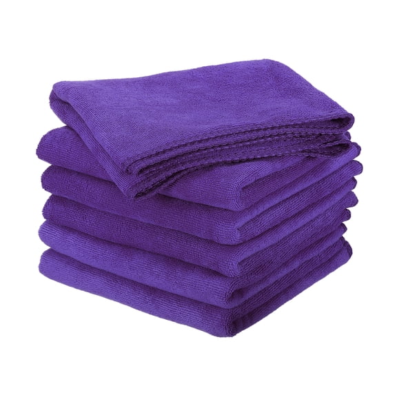 Uxcell 6pcs 20" x 10" Microfiber Cleaning Cloth Absorbent, Purple