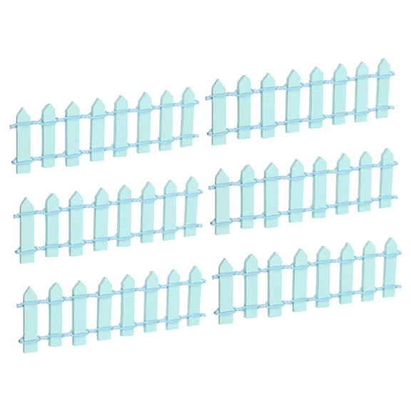 Uxcell 6pcs 3.9 Inch Miniature Garden Fence, Mini Ornament Wood Picket Fence Decorative Dollhouse Home DIY, Light Blue