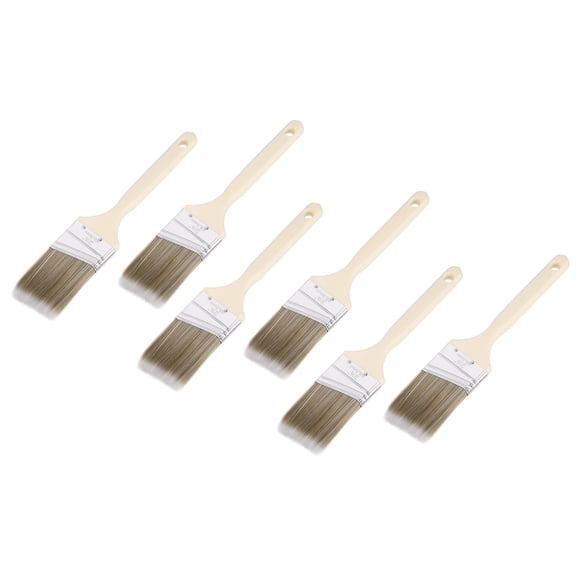 Uxcell 6pcs 3" Paint Brushes Angle Brush PET Synthetic Bristle with Wood Handle, Gray