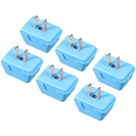 Uxcell 6pcs 3 Way Flat Wall Plug Adapter AC Outlet Extender, Multiple Outlet Splitter, 2 Prong 180 Degree Portable Swivel Wall Tap Plug for Home Office, Blue