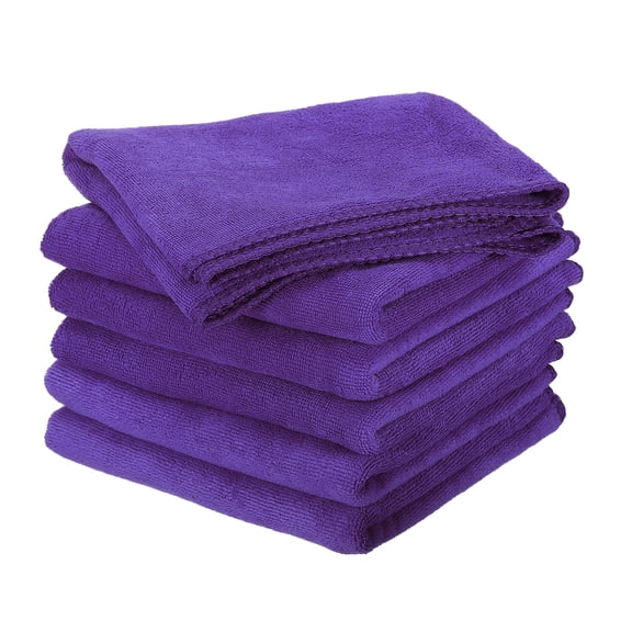 Uxcell 6pcs 30" x 14" Microfiber Cleaning Cloth Absorbent, Purple