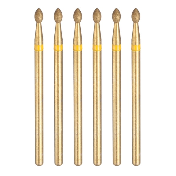Uxcell 6pcs 325-400 Grits Titanium Diamond Grinding Bit 2.3mm Oval Head 4mm Length