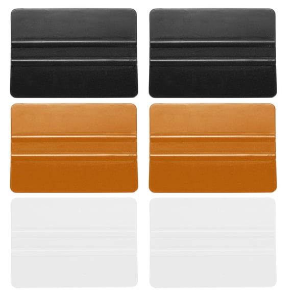 Uxcell 6pcs 4" Vinyl Wrap Squeegees, Car Tint Tool, Black/Brown/White, 10x7cm(4x3") Flexible Non Slip Plastic Vinyl Scraper Tool for Window Tint, Car Film Wrap, Windshield Cleaning, Wallpaper
