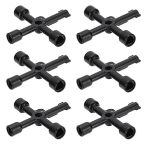 Uxcell 6pcs 4 Way Utility Key, Multifunction Triangle Square Panel Cross Key for Valve Electrical Cabinet Opening Black