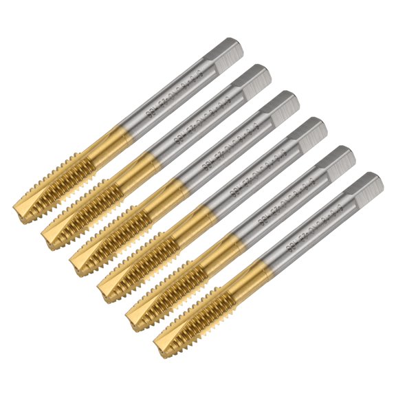 Uxcell 6pcs 5/16-18 UNC B2 Spiral Point Thread Tap Titanium Coated Tapping Threading Tool