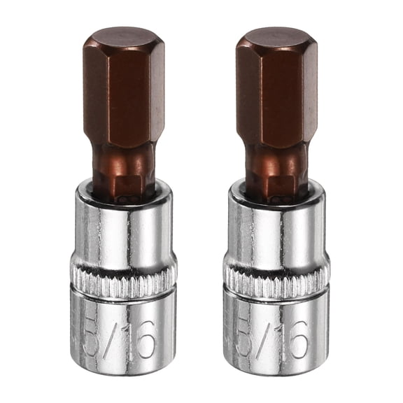 Uxcell 6pcs 5/16" Hex Bit Socket 1/4" Square Drive SAE Extension Impact Bit Power Nut Driver Set S2 & CR-V Steel Socket Ratchet Wrench Bits