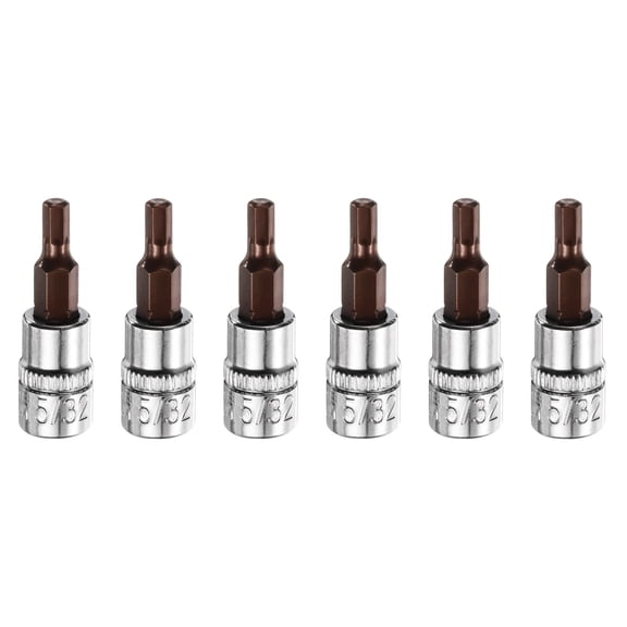Uxcell 6pcs 5/32" Hex Bit Socket 1/4" Square Drive SAE Extension Impact Bit Power Nut Driver Set S2 & CR-V Steel Socket Ratchet Wrench Bits