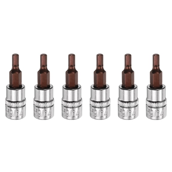 Uxcell 6pcs 9/64" Hex Bit Socket 1/4" Square Drive SAE Extension Impact Bit Power Nut Driver Set S2 & CR-V Steel Socket Ratchet Wrench Bits