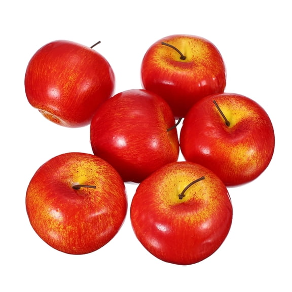 Uxcell 6pcs Artificial Apple, Fake Apple, Realistic Faux Vegetable Simulation Decor for Kitchen Table Decor Photography Props, Yellow Red