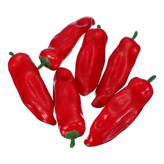 Uxcell 6pcs Artificial Hot Chili, Fake Hot Chili, 5.7Inch Realistic Faux Vegetable Simulation Decor for Kitchen Table Decor Photography Props, Red