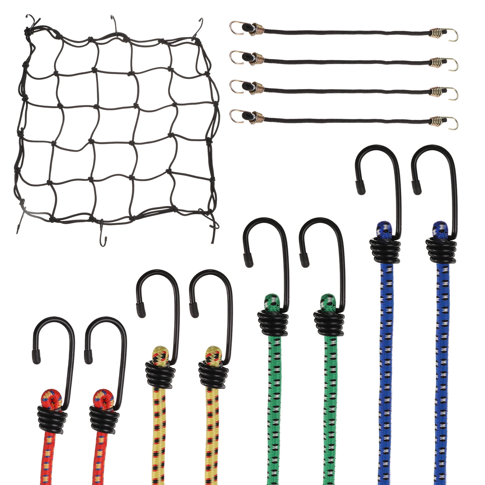 Uxcell 6pcs Bungee Cord with Hooks 39", 31", 23", 16", 10", 15" One Each Rubber Bungee Cords for Outdoor Camping Straps