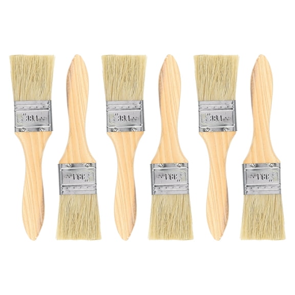 Uxcell 6pcs Chip Paint Brush 1.5" Flat Painting Brushes Synthetic Bristle Paint Brushes with Wooden Handle for DIY Art Painting Furniture Cabinet Fences Deck Wall Door Trim