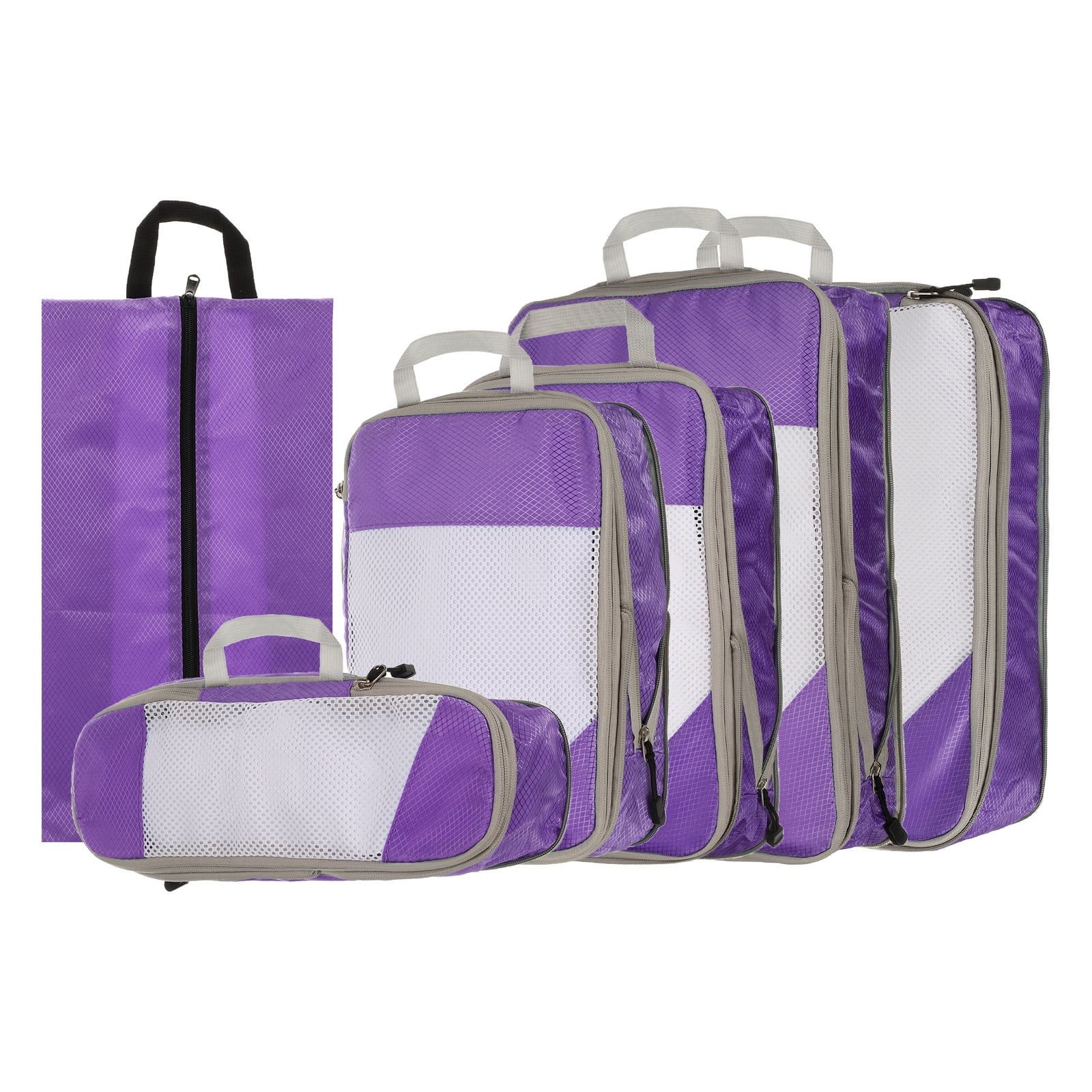 Uxcell 6pcs Compression Packing Cube for Suitcases Lightweight Travel Essentials Luggage Organizers Bags, Purple