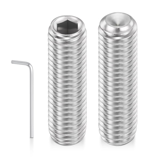 Uxcell 6pcs Cup Point Hex Socket Set Screws - [M8-1.25x30mm] 18-8 Stainless Steel Headless Allen Head Grub Set Screw with Hex Key Wrench for Door Handles, Bathroom Fixture & Towel Rack