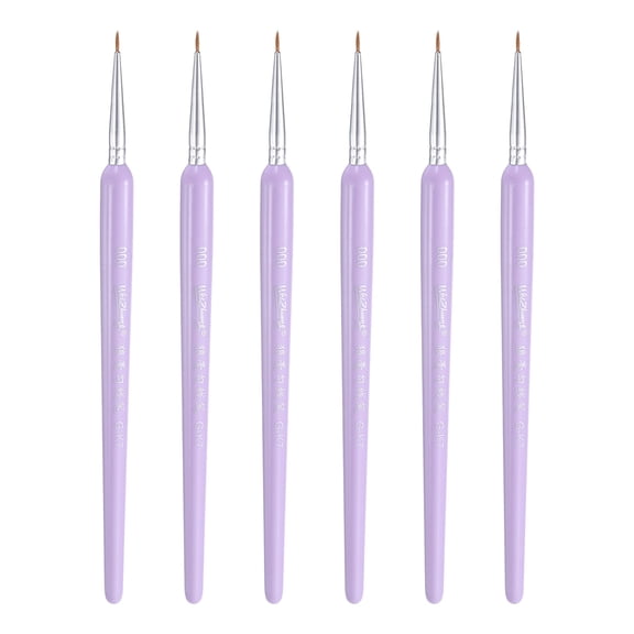 Uxcell 6pcs Detail Paint Brushes 6mm Nylon Miniature Painting Brush for Watercolor Acrylic Painting(000#), Purple