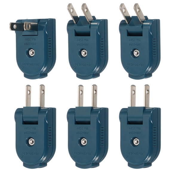 Uxcell 6pcs Extension Cord Replacement Male Plug, 2 Prong Replacement Plug Rotatable for Small Appliances Strips Lamps, Blue
