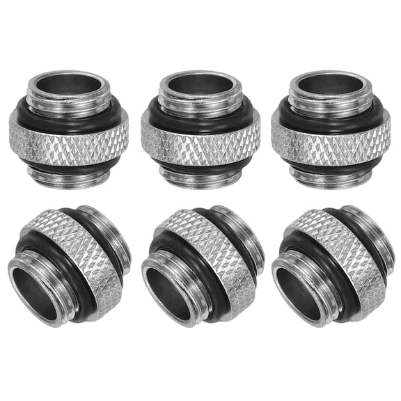 Uxcell 6pcs G1/4" Male to Male Connector, Aluminium Soft Tube Extender Fitting for PC Computer Water Cooling System, Silver