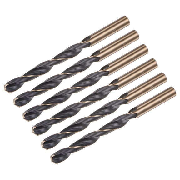Uxcell 6pcs Jobber Drill Bits 10mm (0.394") Black Nitride & Gold Titanium Coated M2 High Speed Steel (HSS) Straight Shank Twist Drill Bits