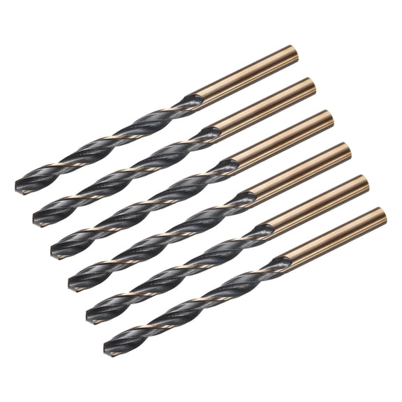 Uxcell 6pcs Jobber Drill Bits 5.2mm (0.205") Black Nitride & Gold Titanium Coated M2 High Speed Steel (HSS) Straight Shank Twist Drill Bits