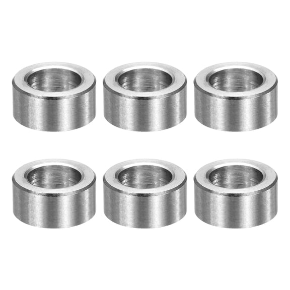 Uxcell 6pcs M10 Metal Spacers, 3/8" IDx5/8" ODx5/16" Length Stainless Steel Spacer Round Unthreaded Standoff Bushing Plain Finish for Screw Bolts, Silver 10x16x8mm