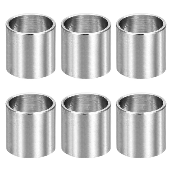 Uxcell 6pcs M12 Metal Spacers, 1/2" IDx9/16" ODx5/8" Length Stainless Steel Spacer Round Unthreaded Standoff Bushing Plain Finish for Screw Bolts, Silver 12x14x16mm