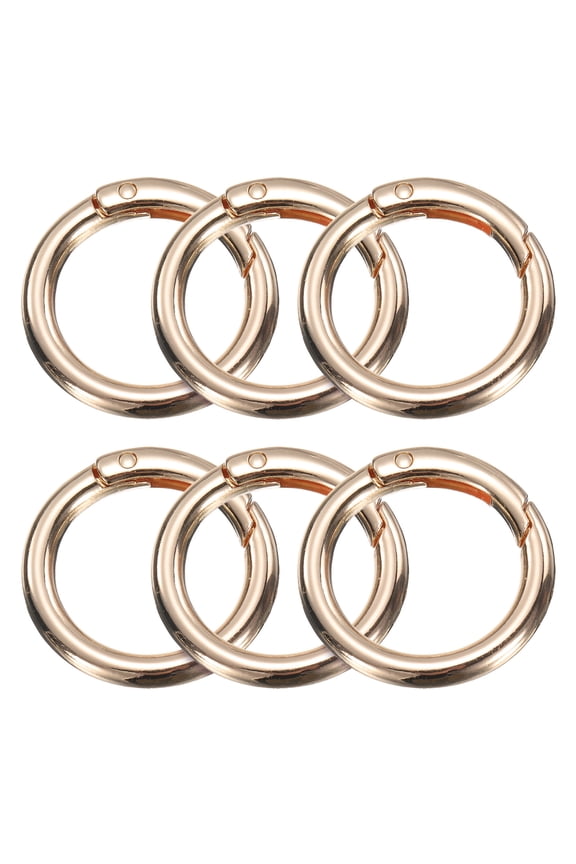 6pcs Metal Spring O Rings 1" Trigger Spring Keyrings Buckle Round Snap Clip for DIY Keychains Bag Purse Handbag Gold