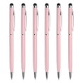 thumbnail image 1 of Uxcell 6pcs Metal Stylus Pen Ballpoint Pen 2 in 1 Universal Retractable Ink Pen with Stylus Tips Pink, 1 of 7