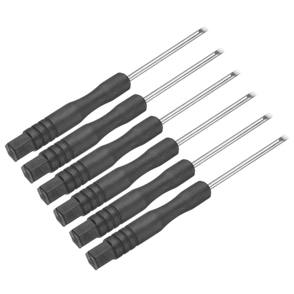 Uxcell 6pcs Mini Slotted Screwdriver 2.0mm 82mm Length Micro Precision Flat Head Screw Driver with Non-Slip Black Handle for Watch Eyeglasses Electronics Small Appliances Repair
